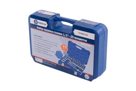 Набор головок торцевых 1/2" Cr-V 25 предметов КОБАЛЬТ