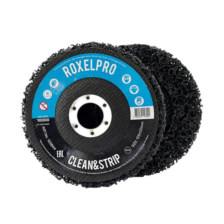 123844 RoxelPro Черный зачистной круг ROXONE Clean Strip II на оправке125х13х22мм														