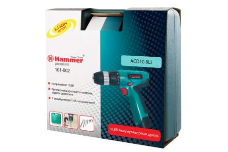 Дрель аккуммуляторная ACD10.8Li*2 Premium HAMMER