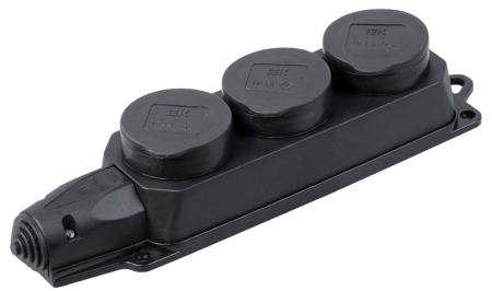 Розетка каучук тройная с защитными крышками IP44 